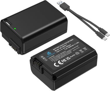 Набір акумуляторів NP-FW50 1300mAh 2 шт. та зарядний пристрій LCD для Sony ZV-E10, A6000, A6300, A6400, A6500, A5100, A5000, A7, A7II, A7R, A7RII, A7SII, 7RM2, 7SM2, 7M2, A55, RX10 II III IV, NEX-3/5/6/7, NEX-F3