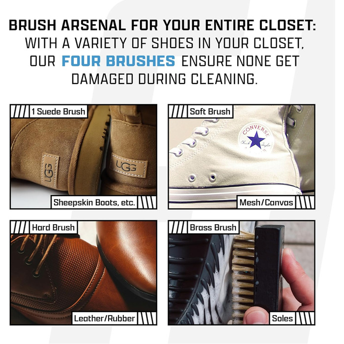 FACTORY LACED Shoe Cleaner Sneaker Kit - The ultimate sneaker cleaning experience including 240ml shoe cleaner, 4 shoe brushes, 2 shoe shapers, and a microfiber cleaning cloth