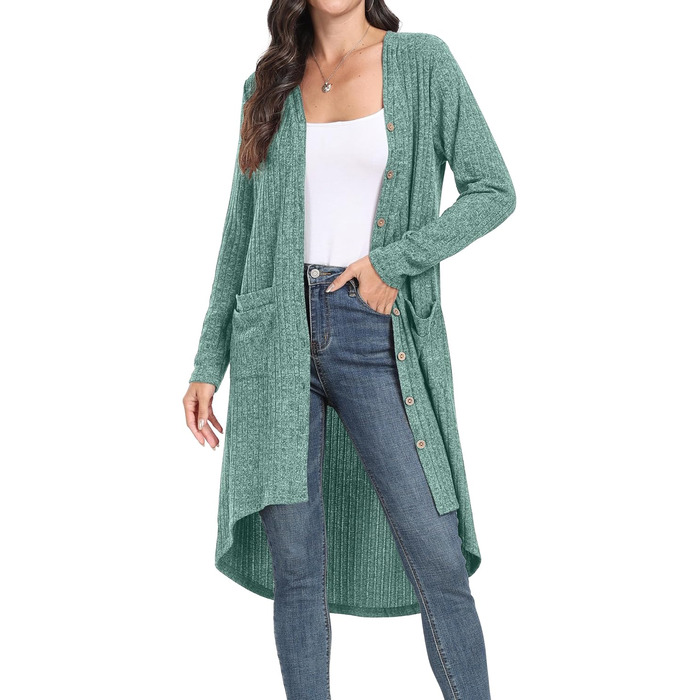Жакети GRECEREE для жінок: кардиган з V-подібним вирізом, літній, з ґудзиками (XL, блакитний/зелений)
