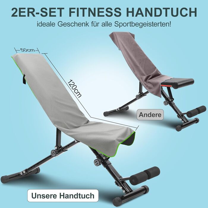 Набір спортивних рушників 2 шт. 120x50 см з кишенею на блискавці, мікрофібра, для фітнесу, тренувань, кемпінгу, подорожей (світло-сірий-зелений)