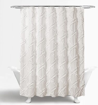 Штора для душу Lush Decor, стиль шабі-шик, дизайн у сільському стилі, 182,9 x 182,9 см, слонова кістка/світло-жовтий (білий)