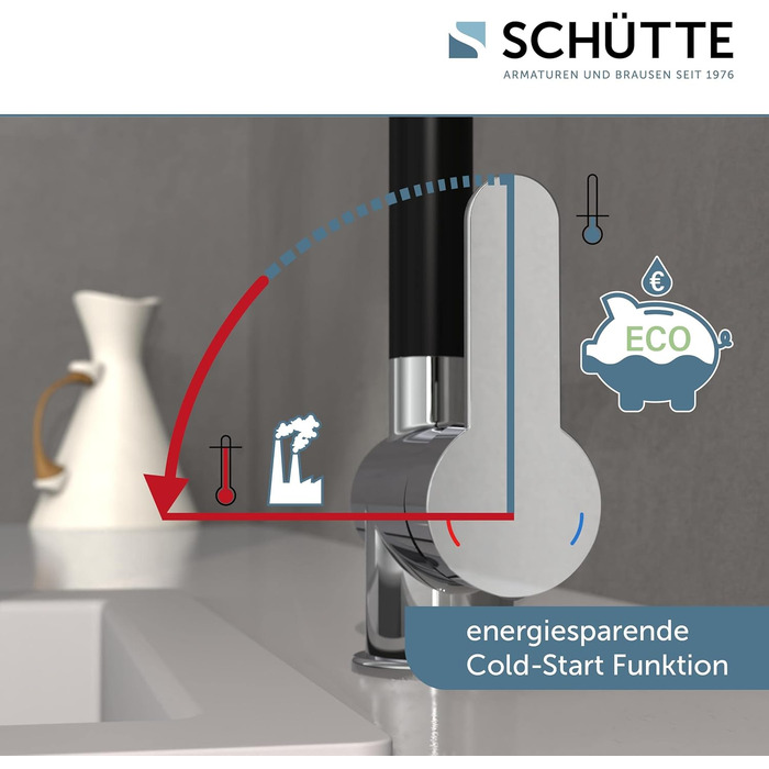 Шутер кухонний змішувач RIO 360° (хром/чорний мат), поворотний вилив, для однієї/двох мийок