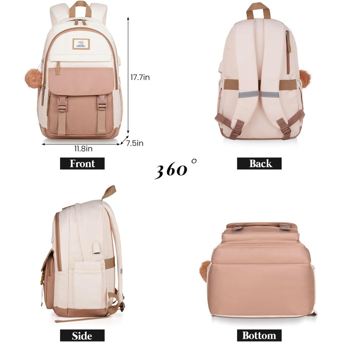 Сумка-рюкзак MOMUVO для підлітків та жінок, для ноутбука | Милий рюкзак для студентів та школярок 15.6' Бежевий Хакі