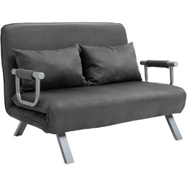HOMCOM Convertible Sofa Bed with Adjustable Backrest, Throw Pillows, and Sleep Function