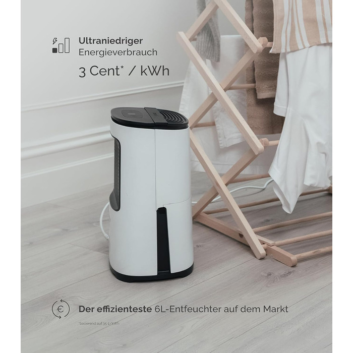 Зволожувач повітря MeacoDry Arete One 6L з очищувачем повітря | Компактний, тихий (32 дБ), для спальні, невеликих приміщень та квартир | Фільтр HEPA H13 | 1,8L резервуар | AreteOne-6L