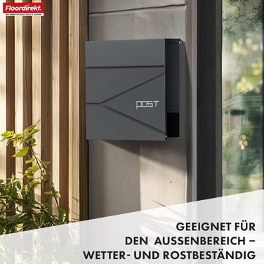 Поштовий ящик Floordirekt Jean Anthrazit з газетницею, замком та великим отвором для кореспонденції, антрацит
