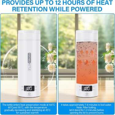 Електричний дорожній чайник Mkitnvy 500 мл, портативний, нержавіюча сталь 304, автоматичне вимкнення, швидкий нагрів, міні-чайник для дитячого харчування, чаю, кави