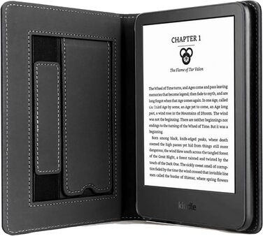 Чохол TOKILO для Kindle 6' eReader (11-те покоління 2024/2022), преміум чохол з PU шкіри з авто-ввімкнення/вимкнення, петлею для руки, складним підставкою та кишеньками для карток, не сумісний з iPad, чорний