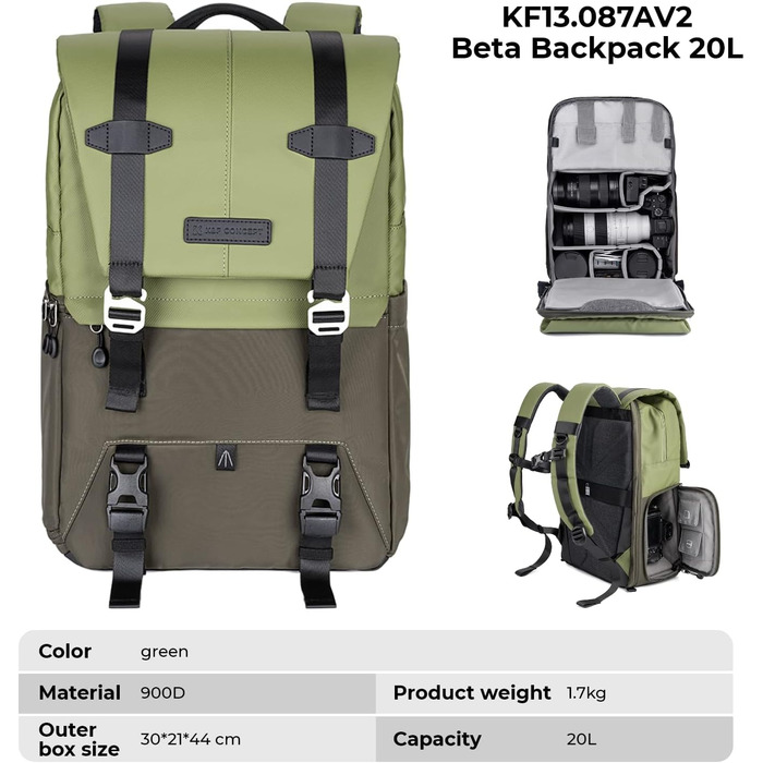 Рюкзак для камери K&F CONCEPT 20L, водонепроникний, з відділенням для ноутбука 15.6