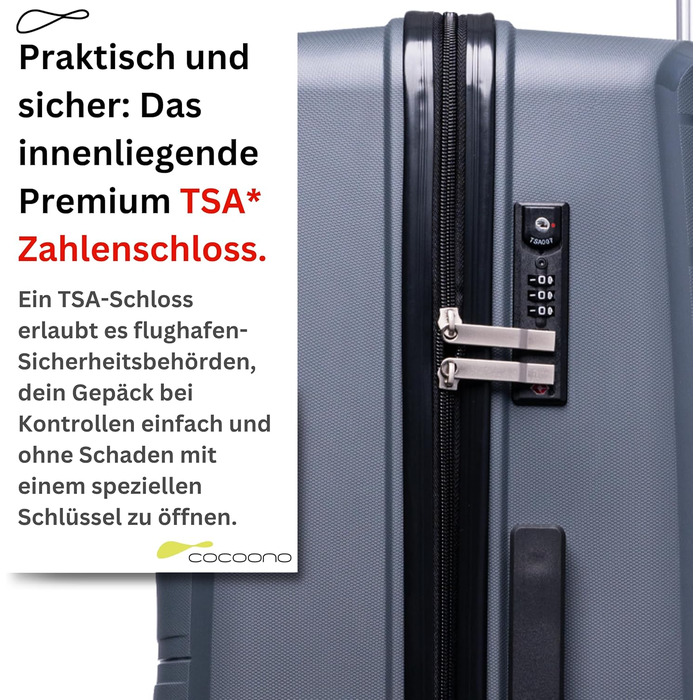 Чемодан Leon Koffer Groß 94 літрів з TSA замком - валіза, ролер, валіза для подорожей, жорсткий корпус (сірий, L)