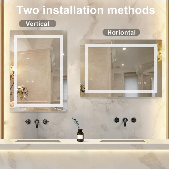 Дзеркало для ванної кімнати Sanitemodar LED 50x70 см з підсвічуванням, протизапотівальне, з сенсорним вимикачем