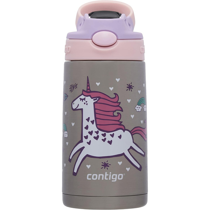 Contigo Kinder Trinkflasche Easy Clean Autospout with Straw, BPA-free durable water bottle, 100% leak-proof, easy to clean, ideal for daycare, kindergarten, school and sports, 420 ml