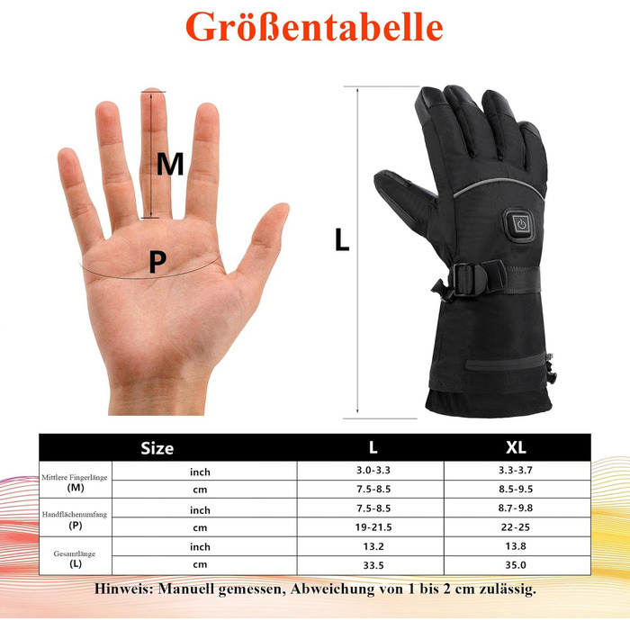 Обогріваючі рукавички Minthouz 5V 5000mAh USB-C з регулюванням температури, водонепроникним екраном та 3 рівнями нагріву - ідеальні для зимових пригод, роботи та спорту
