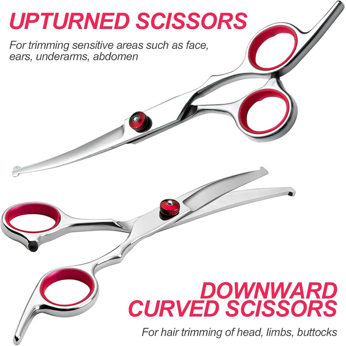 Набір професійних ножиць для грумінгу собак Newaner: ножиці з нержавіючої сталі, безпечні, для собак та котів, фінішна та пряма, гребінець для грумінгу, фіолетовий