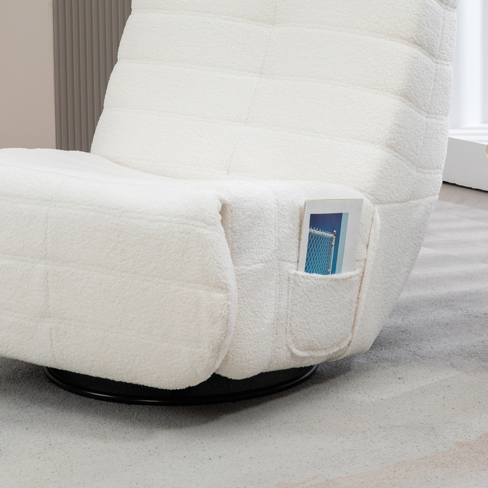 HOMCOM Swivel TV Chair with Reclining Function, Rocking Function, Beanbag Chair, TV Chair with Footrest, Cream