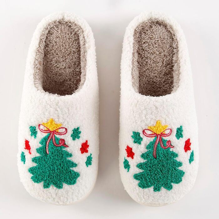 Тапочки додому TOPALL для жінок, теплі, м'які, зимові, пухнасті, антиковзні (3 Xmastree, 36/37 EU)