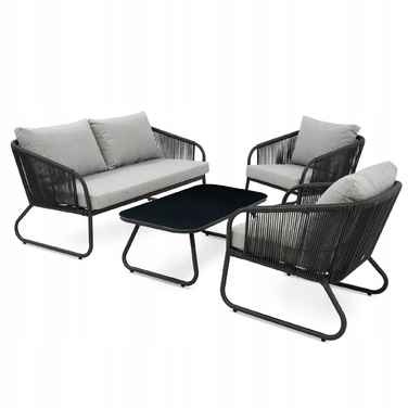 Комплект садових меблів Di Volio Paso DV-059GF, техноротанг, сірий, 4 предмети