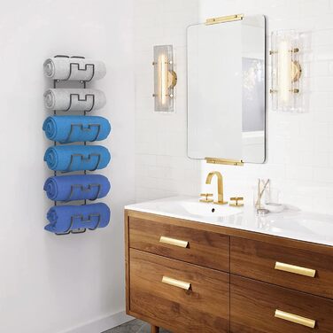 Настінна тримач для рушників з 6 секціями, чорний | Для ванної кімнати