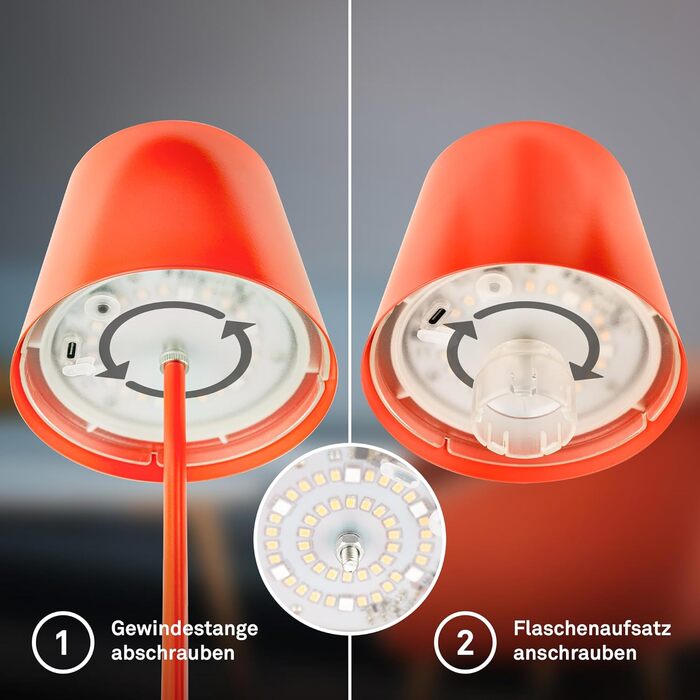 LED настільна лампа BRILONER бездротова з торшером, диммуванням, регулюванням висоти, 36x10,5 см, RGB + тепле світло