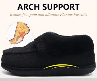 COFACE Чобітки для дому жіночі, теплі, з м'якою підкладкою, зимові, чорні (44 EU)