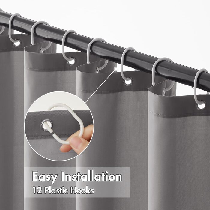 Шторка для душу MIULEE 180x200 см, зелена, водонепроникна, з кільцями, для ванни та душу