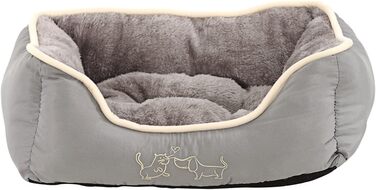 Крісло-ліжко для собак та котів Dehner Lieblinge Sammy, овальне, 57 x 52 x 14 см, поліестер (сірий, L 47 x B 37 x H 17 см)