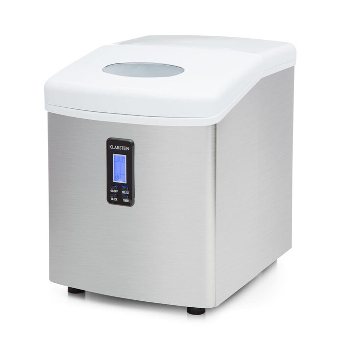 Машина для приготування льоду Klarstein Eiswürfelmaschine Klein, 3.3 л, 15 кг льоду, 2 розміри, LED-дисплей (Білий)