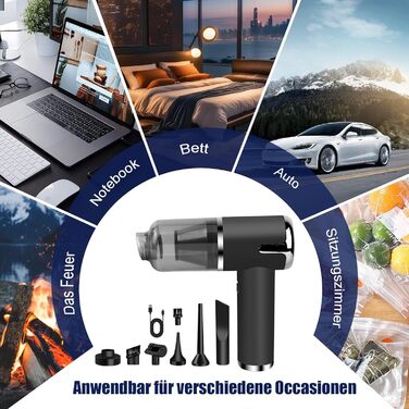 Акумуляторний пилосос AGARLE для авто, ручний міні-пилосос, багатофункціональний з насадкою, для видалення шерсті тварин, потужність 6000 Па