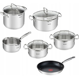 Набір каструль та сковорідок Tefal Duetto+ з нержавіючої сталі, 10 предметів, G732SA55