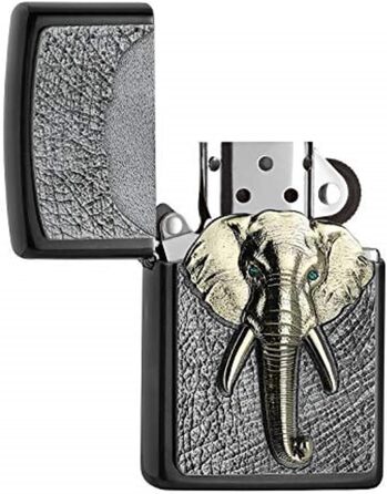 Запальничка Zippo з емблемою слона, кристал Swarovski, сіра, оригінальна, подарункова коробка, кишенькова, багаторазова