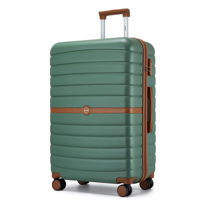 KONO Чемодан-валіза на колесах середнього розміру (66 см) з ABS+PC, двома колесами та кодовим замком. Чорний/Коричневий