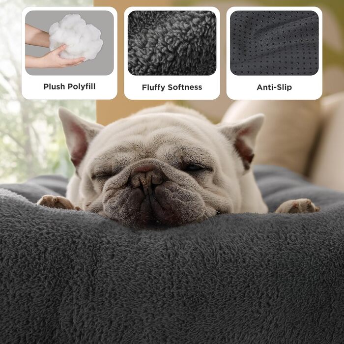 Крісло-лежанка для собак BEDSURE XL - велике, 104x69x8 см, сіре. Лежанка для собак з антиковзним дном, м'яка та зручна.