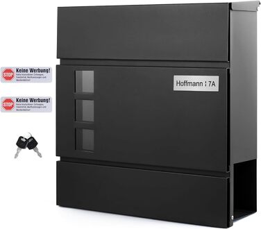 Поштовий ящик Zedelmaier з нержавіючої сталі, персоналізований, настінний, з відділенням для преси, 2 ключі, антрацит, 33x31x10 см