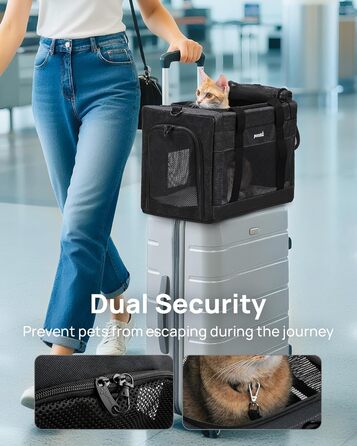 Транспортна сумка для котів Pecute Katzentasche: міцна переноска для домашніх тварин, легка, складана, для котів та маленьких собак, ідеальна для подорожей та до ветеринара, до 4 кг (44 x 23 x 30 см, темно-сірий)
