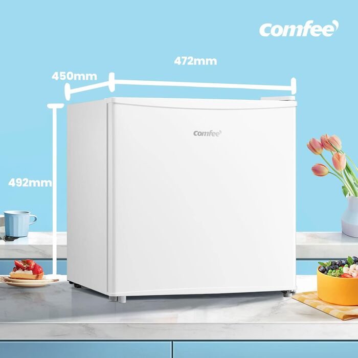 Mini холодильник Comfee RCD50WH2(E) 43L з відділенням для льоду, білий. Холодильник для кімнати та офісу, швидке охолодження, регулювання температури, енергоефективний (F)