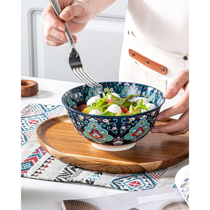 Тарілки для мюслі та супу HENXFEN, 6 шт. - кераміка, богемний стиль