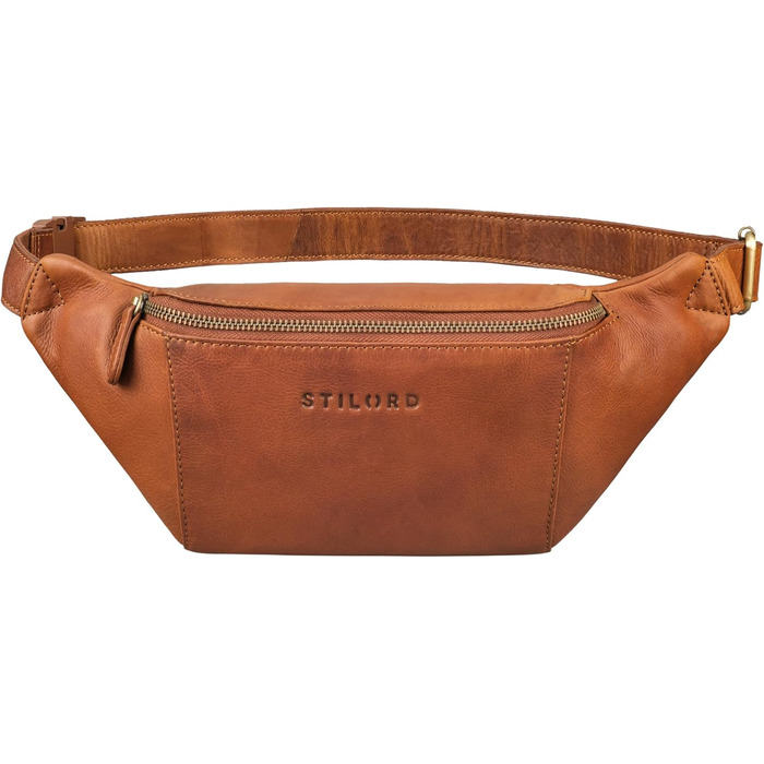 STILORD 'Pino' Елегантна поясна/грудна сумка з натуральної шкіри для жінок та чоловіків. Компактна, вінтажна, в стилі 'Pino', колір: кара-коньяк