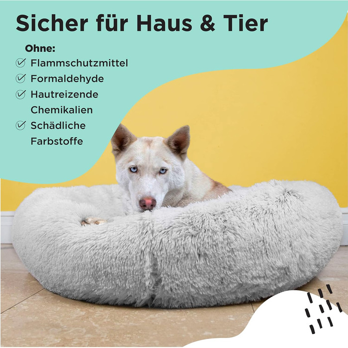 Круглий лежак для тварин Best Friends by Sheri Calming Donut - заспокійливий, машинне прання, сірий, 76x76 см, розмір M