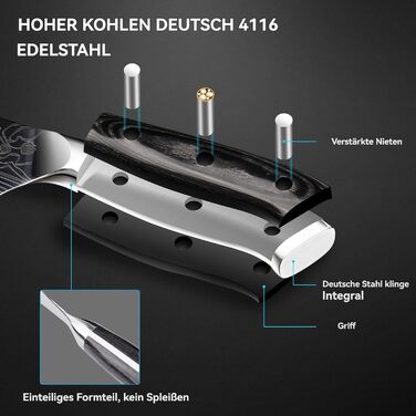 MOSFiATA Кухонний ніж 10 дюймів (25 см) - професійний ніж для м'яса з високоякісної сталі EN1.4116, ідеальний для шеф-кухарів, ніж для кухні, ніж кухаря, з подарунковою упаковкою