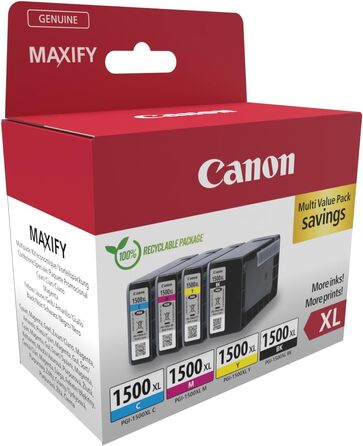 Комплект картриджів Canon PGI-1500 XL (Чорний, Блакитний, Пурпуровий, Жовтий) — набір з 4-х чорнильних картриджів підвищеної ємності