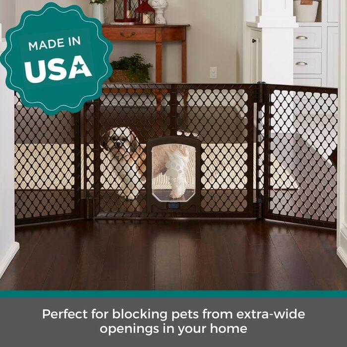 Льотний вольєр для собак North States MYPET Petyard, розкладний, 6 панелей, 66 см, для дому та вулиці, колір Feldstone