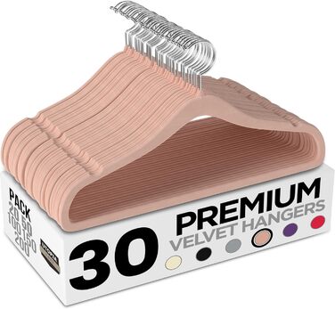 Плечики для одягу Utopia Home з оксамиту - антиковзаючі, міцні, 50 шт. (рожеві)