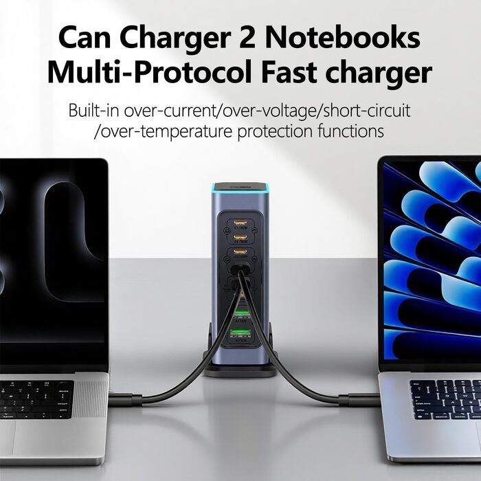 Зарядний пристрій USB C 620W GaN 10 портів: швидка зарядка для ноутбуків, iPhone, Samsung, MacBook Pro/Air (7x USB C + 3x USB A, PD)
