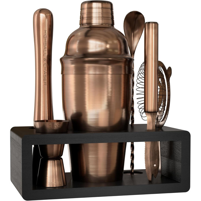 Набір шейкерів для коктейлів Highball & Chaser: професійний барний набір для приготування коктейлів + E-book з 30 рецептами, антична мідь