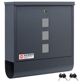 Поштовий ящик Zedelmaier XXL з нержавіючої сталі, індивідуальне гравіювання, 35x35 см, 4 ключі, для листів B5/C4, з газетницею, RAL 7016 Антрацит