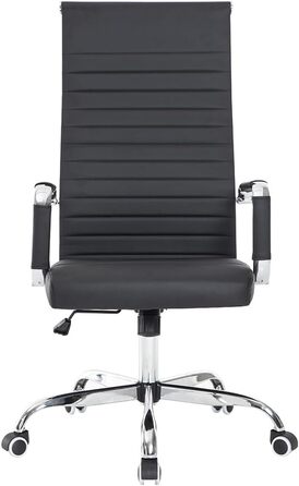 Ергономічне крісло для офісу BAKAJI з підлокітниками, крісло для начальника, комп'ютерне крісло з високою спинкою, робоче крісло з функцією гойдання, чорне, до 136 кг, 65 x 109-119 см