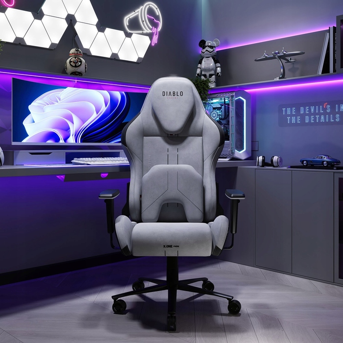 Ігрове крісло Diablo Chairs X.One Prime, тканина, сіре