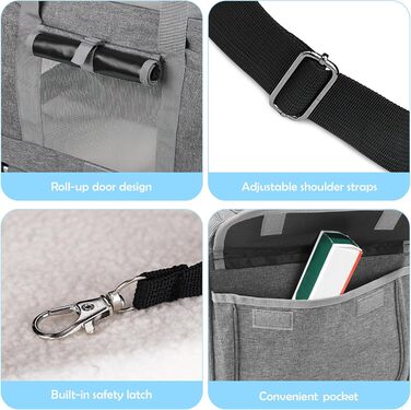 Переноска для тварин ALLSOPETS з колесами для котів та собак, схвалена для авіаперельотів, з висувним ручками, знімними колесами та плечовим ременем, портативна сумка для маленьких тварин (сіра)