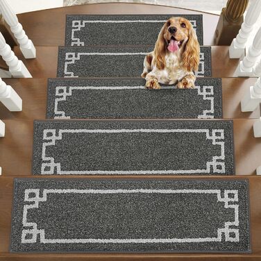 Килимочки на сходи BEQHAUSE, 4 шт., самоклеючі, для дітей, літніх людей та домашніх тварин, 100% поліестер, TPE-підкладка, 22x70 см, темно-сірий