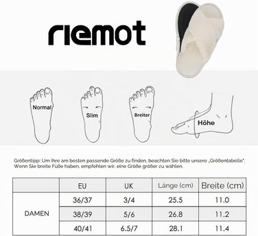 Жіночі плюшеві капці для дому riemot, м'які та теплі, колір бежевий, розмір 38/39 EU